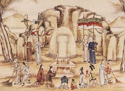 Celebrando el Festival Zhong Yuan (dinastía Qing)